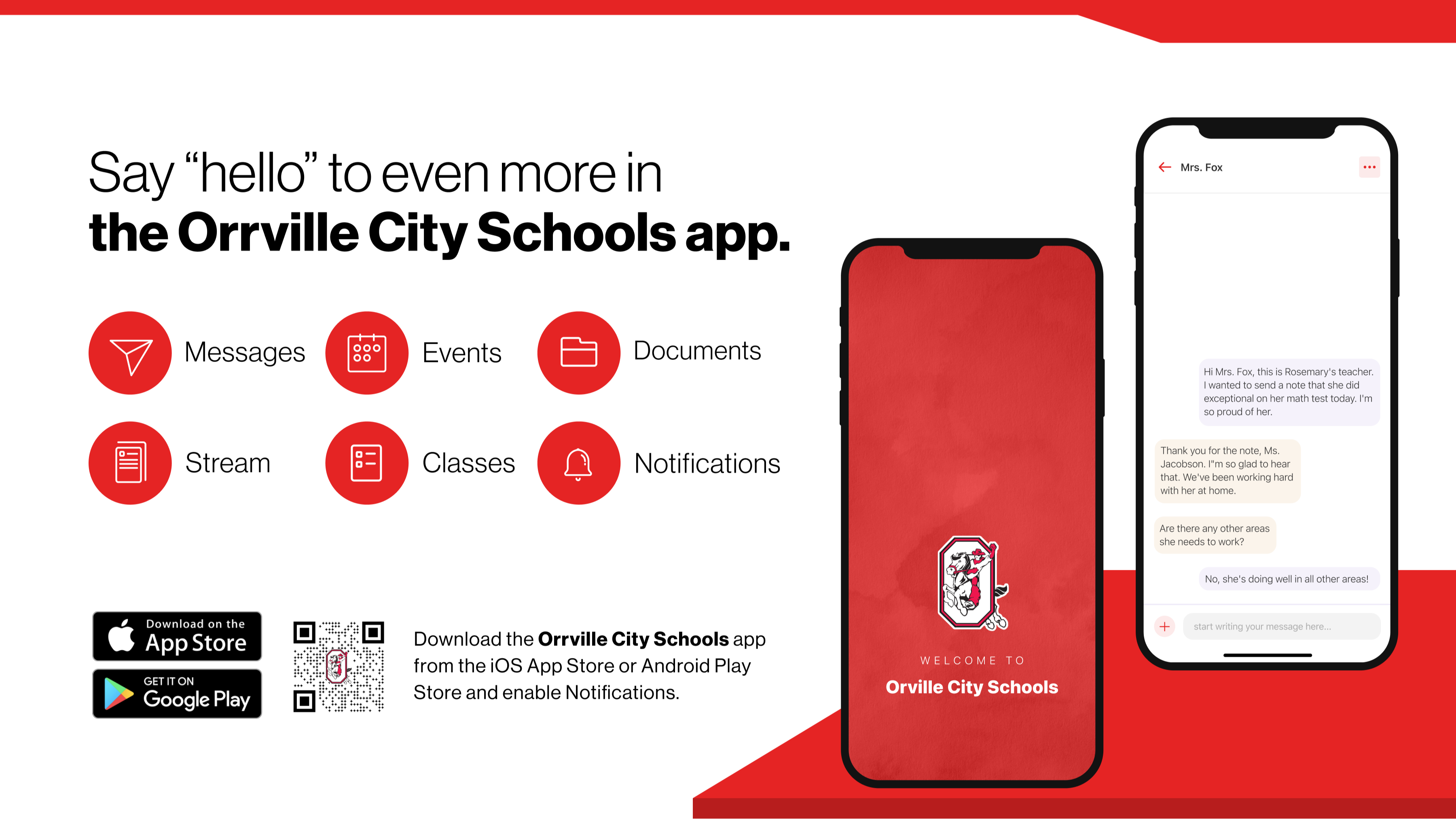Say hello to Parent-Teacher chat in the new Rooms app. Download the Orrville City Schools app in the Google Play or Apple App store
