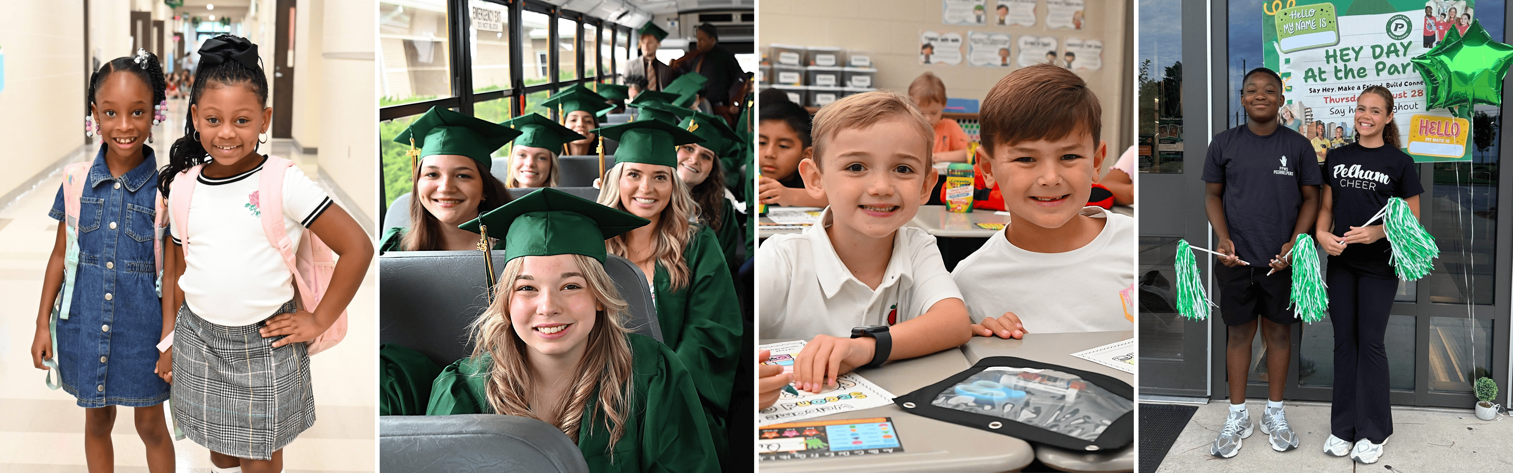 Collage of students at school