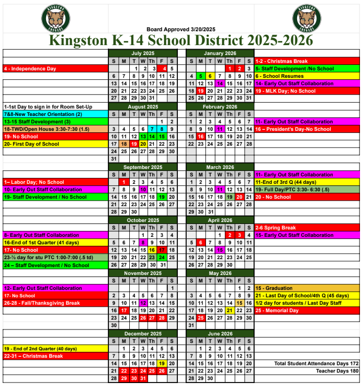 2025-26 School Year Calendar