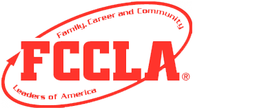 The logo of FCCLA (Family, Career and Community Leaders of America) featuring bold red letters with a circular design around it.