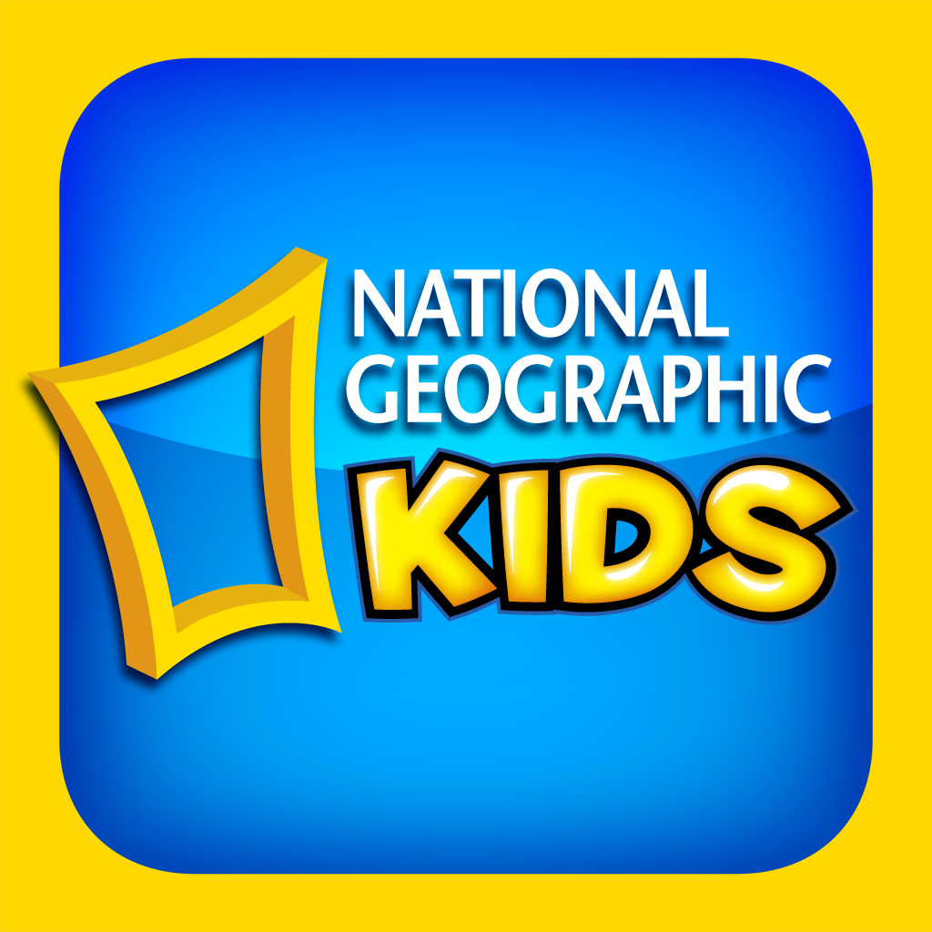 The logo for National Geographic Kids, featuring a stylized yellow frame and the words 'NATIONAL GEOGRAPHIC KIDS' in bold yellow letters on a blue background.