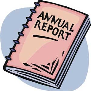 Illustration of a spiral-bound booklet labeled “Annual Report.”