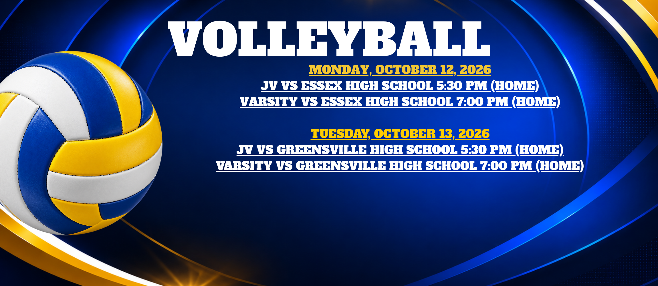 A sports event poster with a volleyball and text about matches on October 12 and 13.