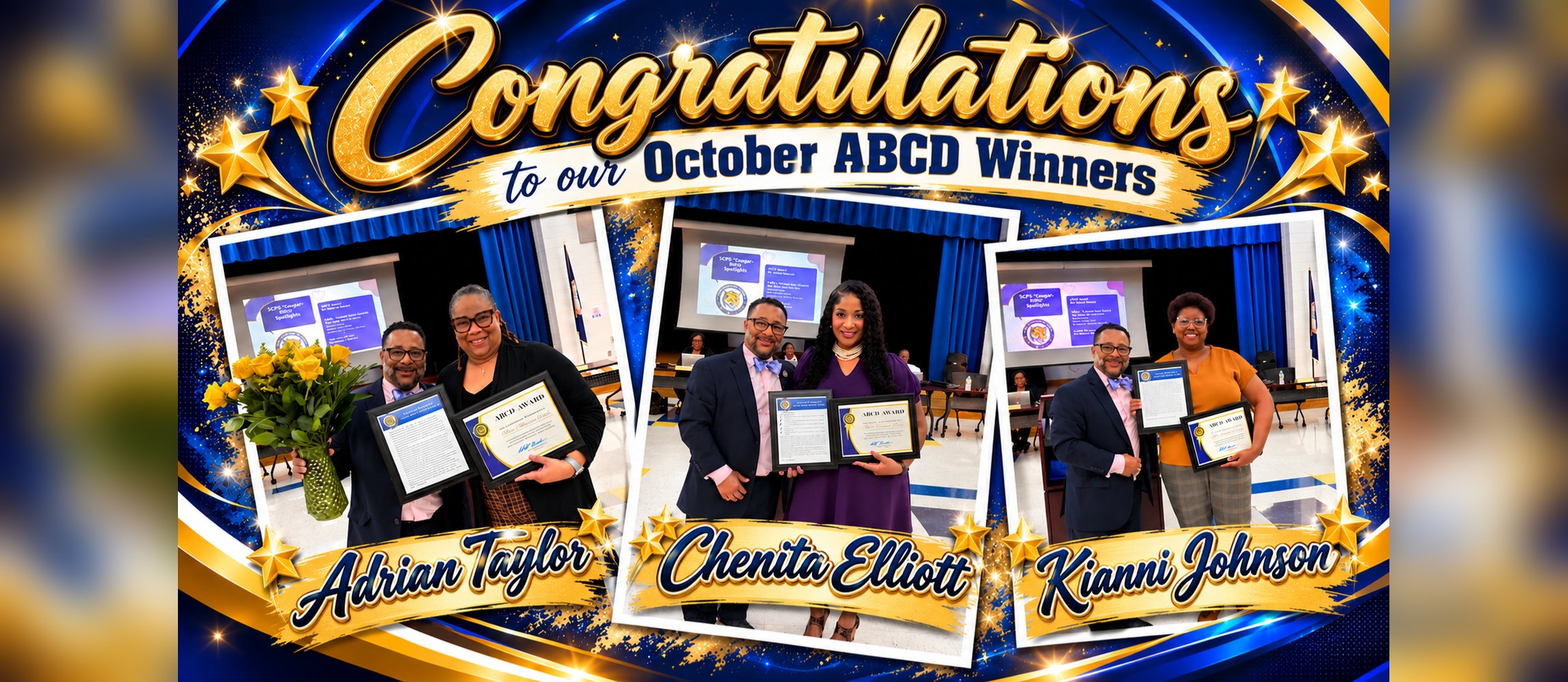 Collage of three photos, featuring individuals holding certificates. Each individual is smiling and posing for the camera.
