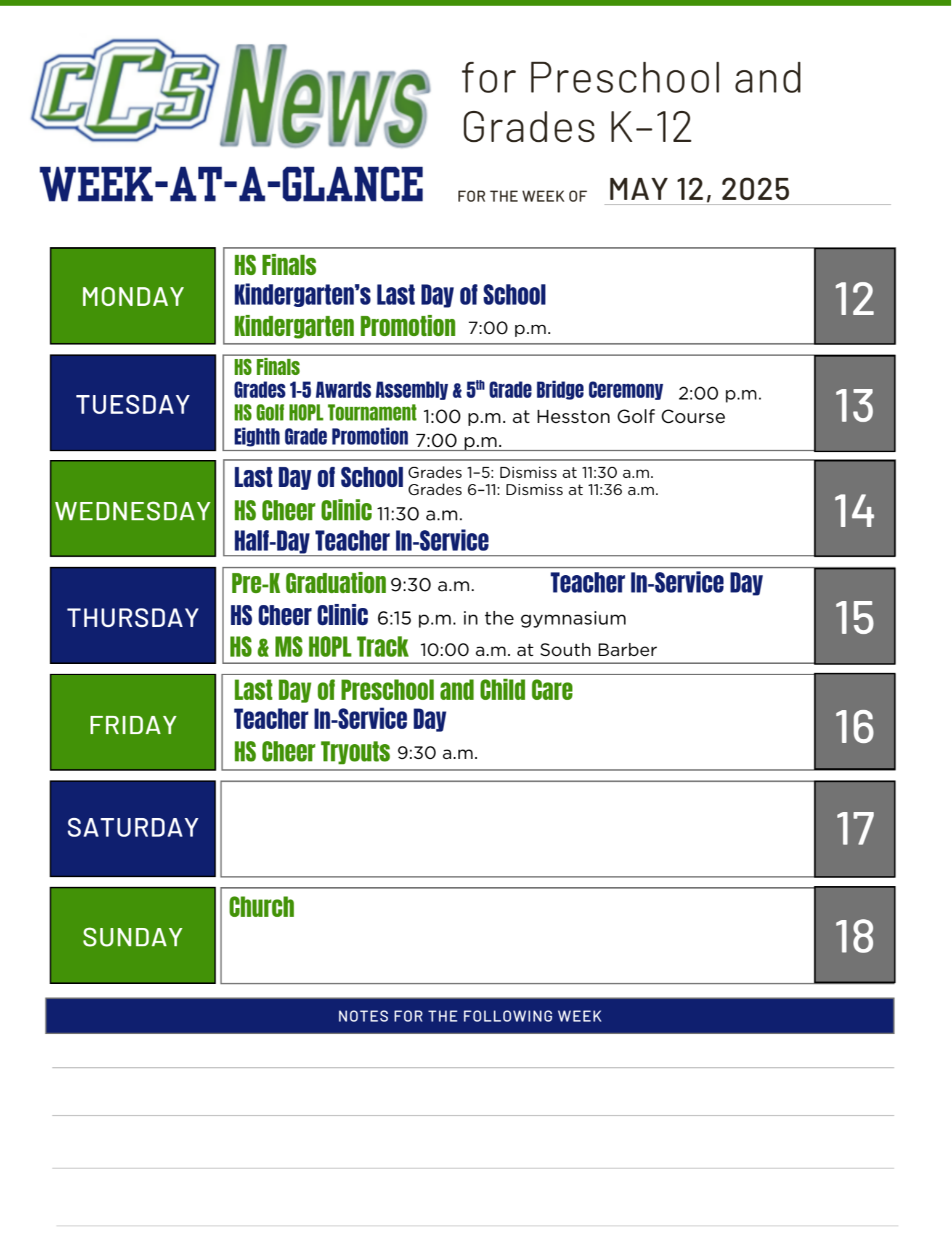 May 12 - CCS News At-A-Glance