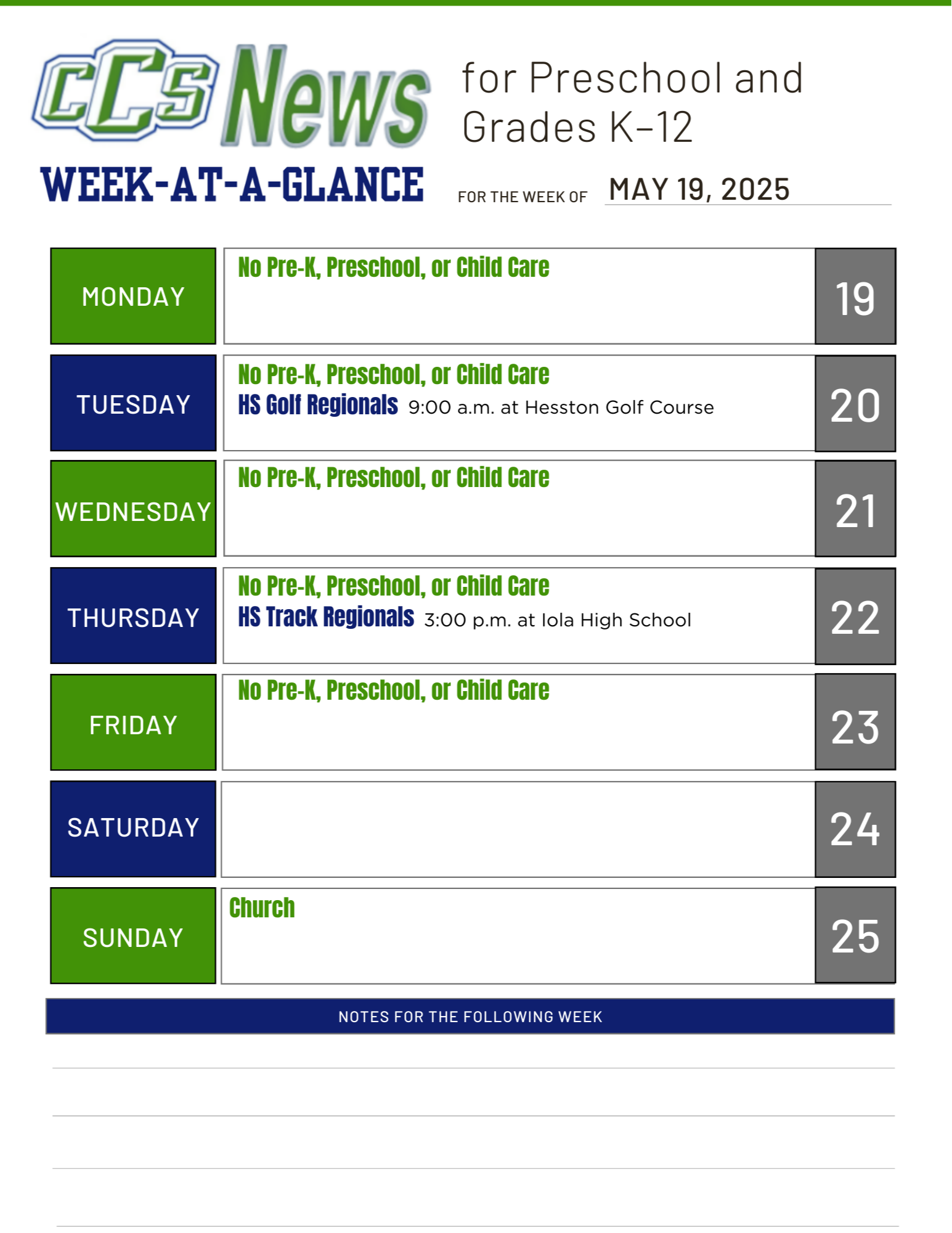 May 19 - CCS News At-A-Glance