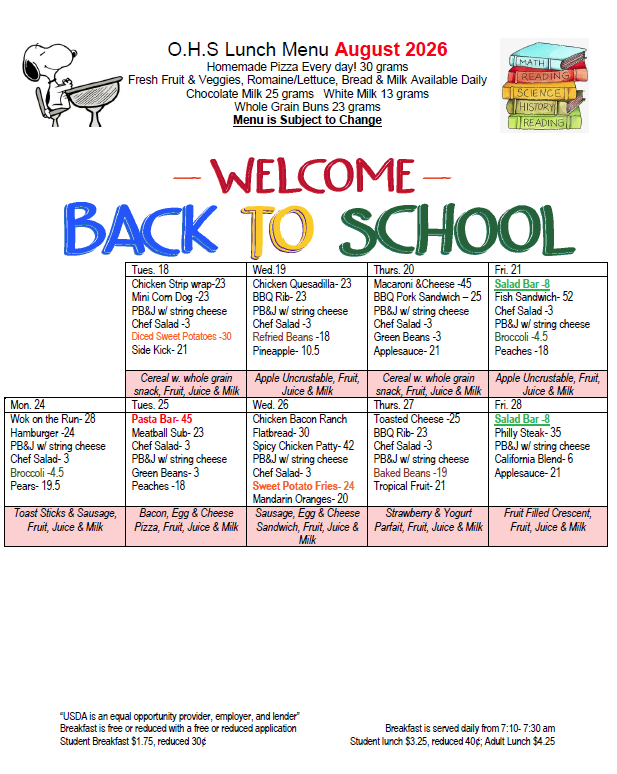 August Menu