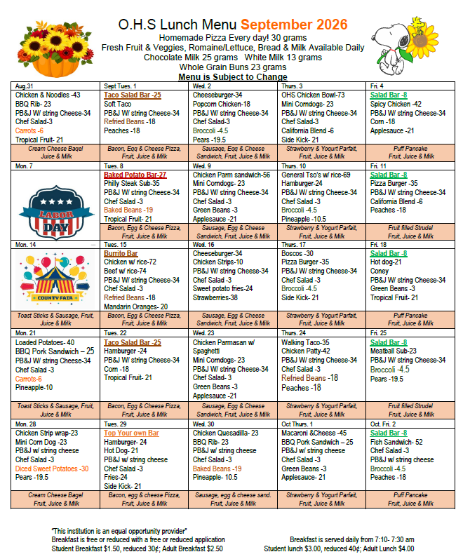 Sept menu 