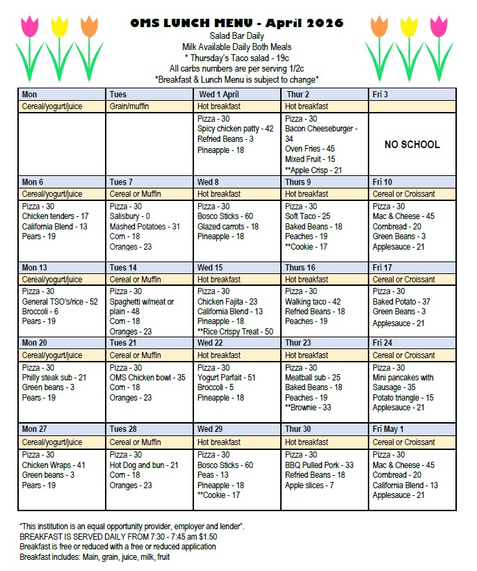 April 26 Menu