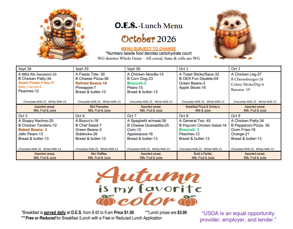 october menu 2026