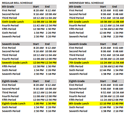 Highland Bell Schedule