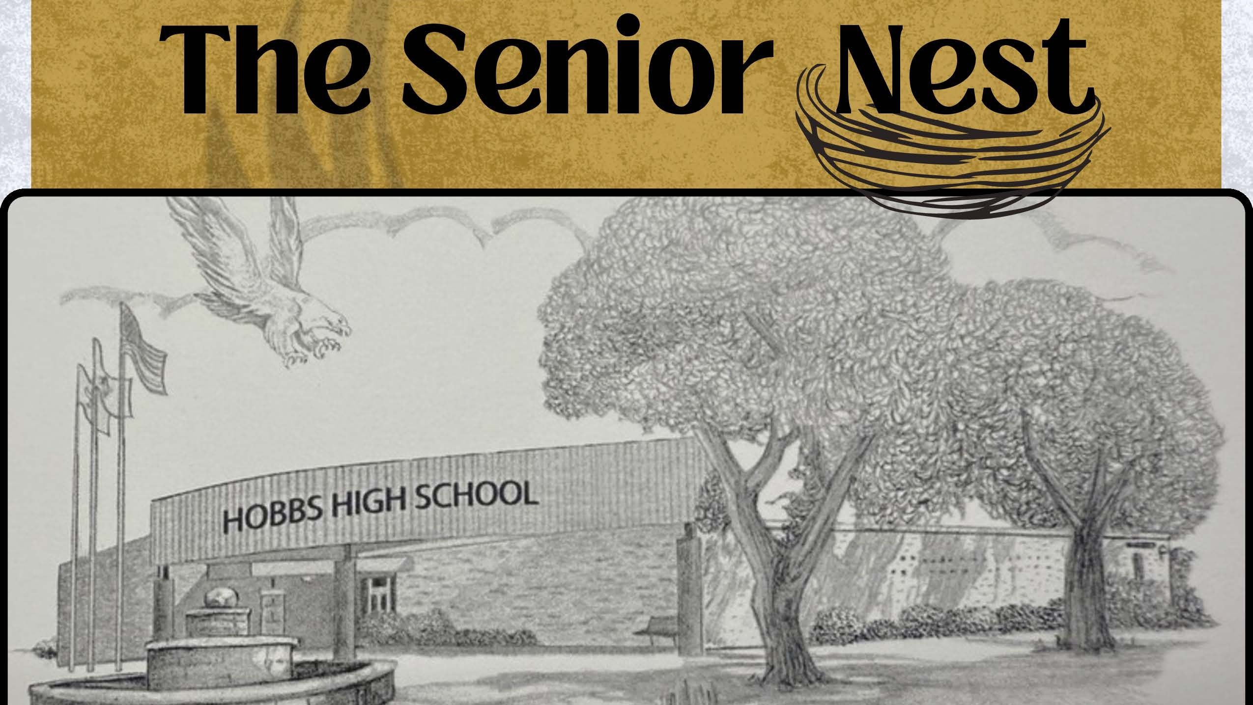 HHS The Senior Nest Newsletter October 2025 with the Hobbs High School  in the Background Logo