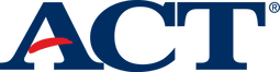 ACT logo displayed prominently against a blue background, emphasizing its branding and visual identity.