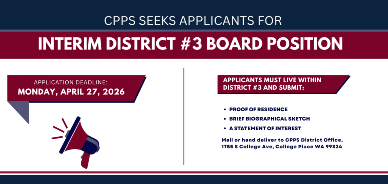 Now accepting District #3 Board Position applications