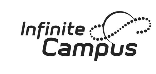 Logo of Infinite Campus, featuring bold text with an infinity symbol and dots, representing educational management solutions.