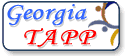 Logo for Georgia TAPP featuring the word "Georgia" in blue and "TAPP" in red, with colorful abstract elements surrounding it.
