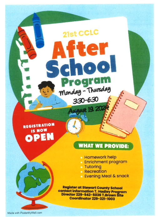 Advertisement promoting an after-school program, featuring engaging activities and opportunities for student development.
