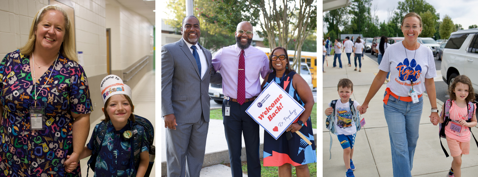 three photos from first day of school 2025