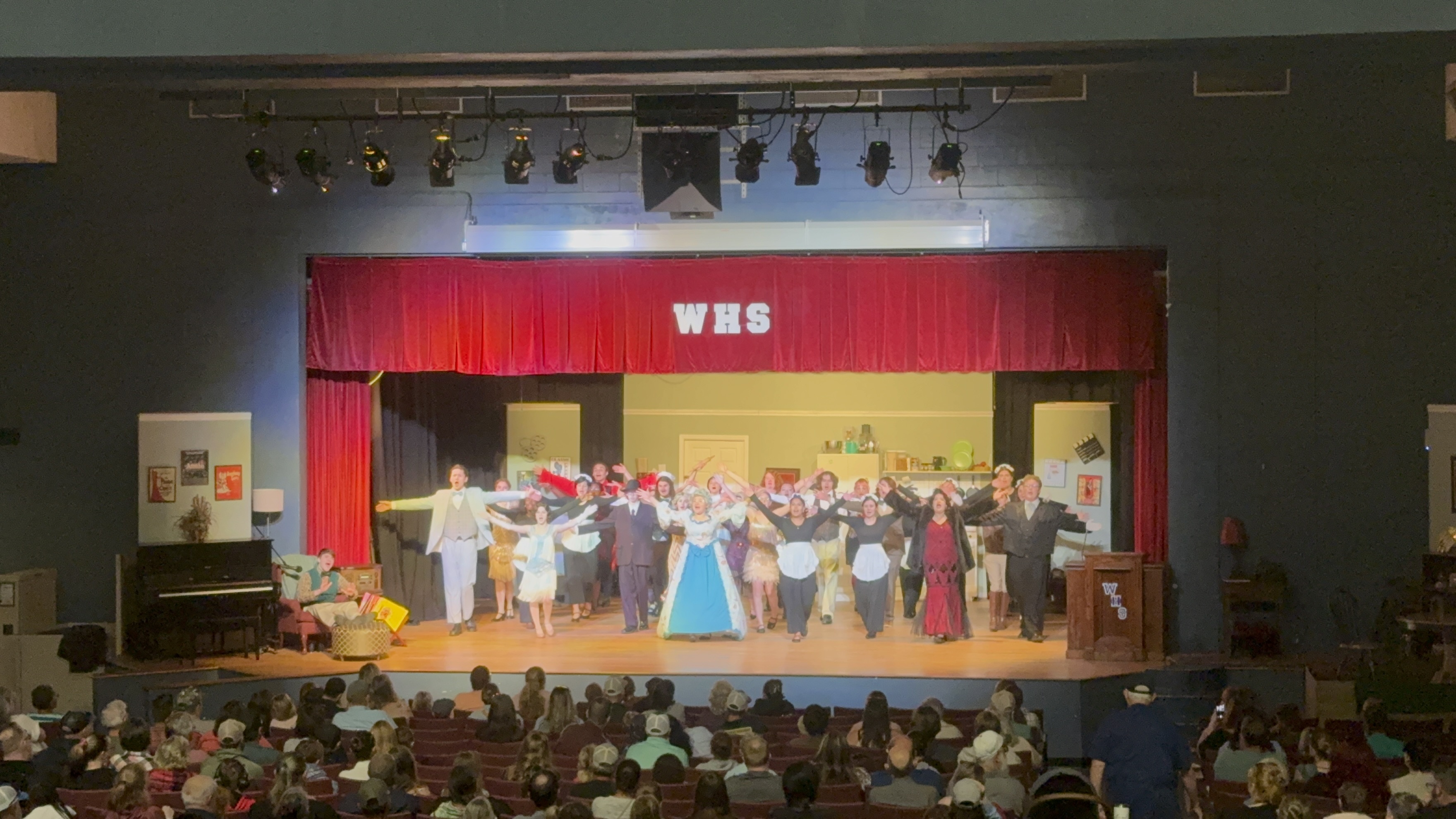 The entire cast of The Drowsy Chaperone on Wakulla High's Stage