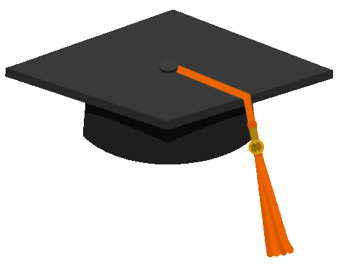 A graduation hat featuring a vibrant orange tassel, symbolizing academic achievement and celebration.