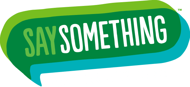 Logo featuring the phrase "Say Something" in a modern, bold font, emphasizing communication and expression.