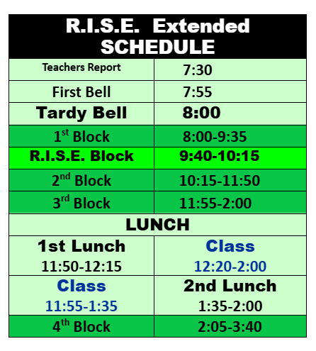 RISE Extended Day Schedule