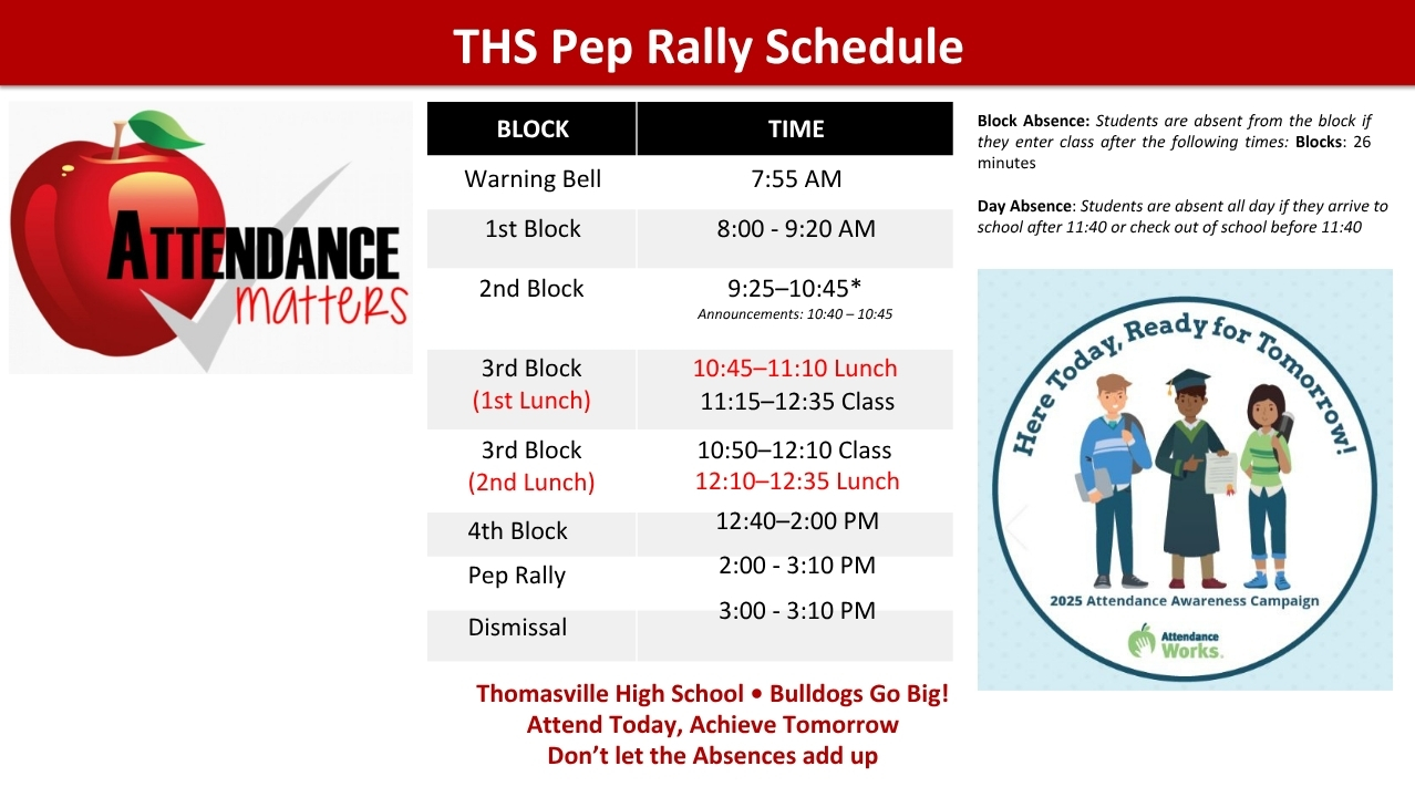 THS PEP RALLY SCHEDULE