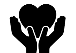 Vector illustration of a heart symbol held in hands, representing love and care, priced at 1 credit for $1.