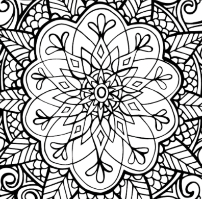 A detailed coloring page featuring an intricate flower design, perfect for artistic expression and relaxation.