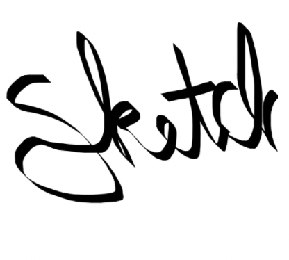 The word "sketch" is displayed in bold black ink against a clean white background.