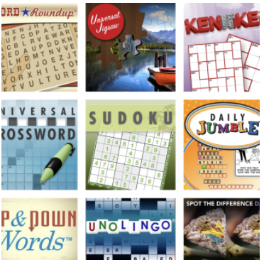 A collage featuring various crossword puzzles, showcasing diverse designs and difficulty levels in a visually engaging format.