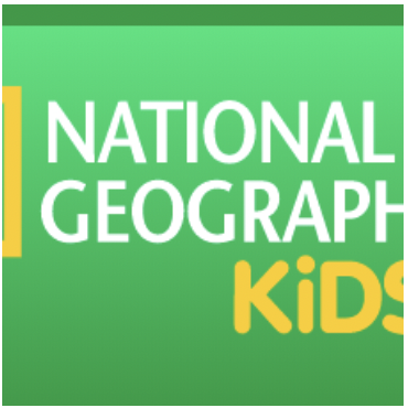National Geographic Kids logo featuring a vibrant yellow rectangle with playful typography and a globe icon.