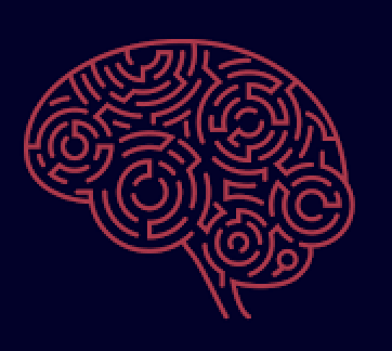 An illustration of a brain featuring a complex maze intricately designed in its center, symbolizing cognitive challenges.