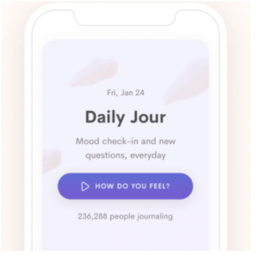 A sleek daily journal app interface showcasing a user-friendly design for tracking thoughts and activities.