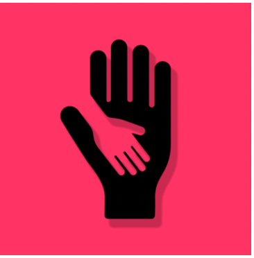 A black and pink hand gently holding another hand, symbolizing connection and unity.