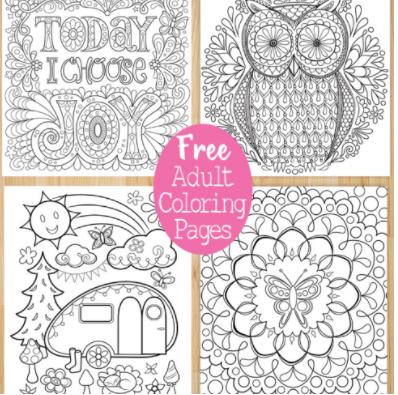 Free adult coloring pages featuring the text "Free Adult Coloring Pages" for creative relaxation and enjoyment.