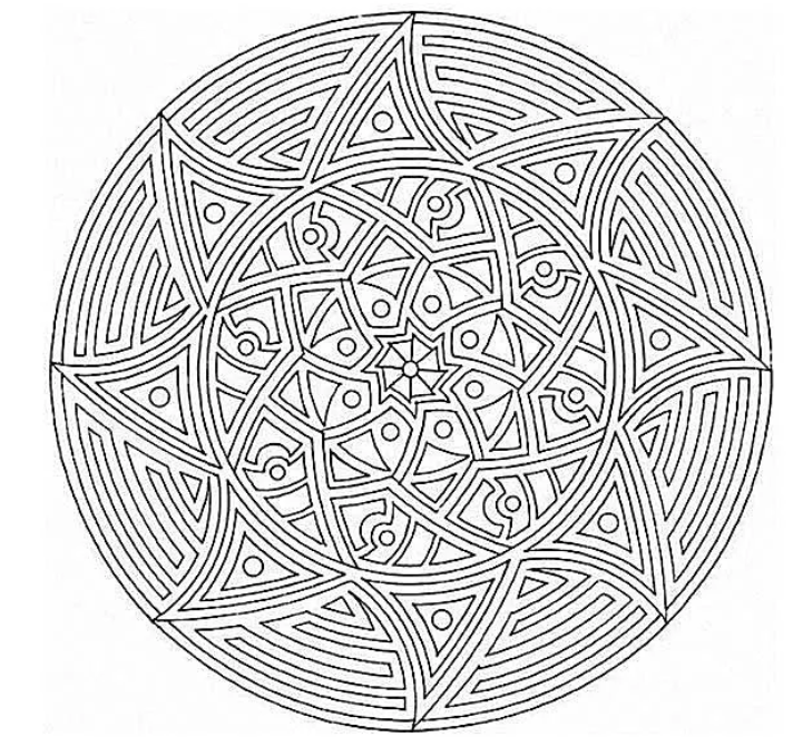 A circular design featuring a prominent star at its center, showcasing symmetry and elegance.