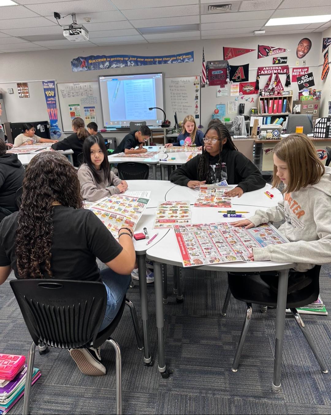 Students working on a project in a classroom