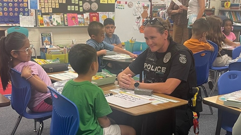 School Liaison Officer working with students