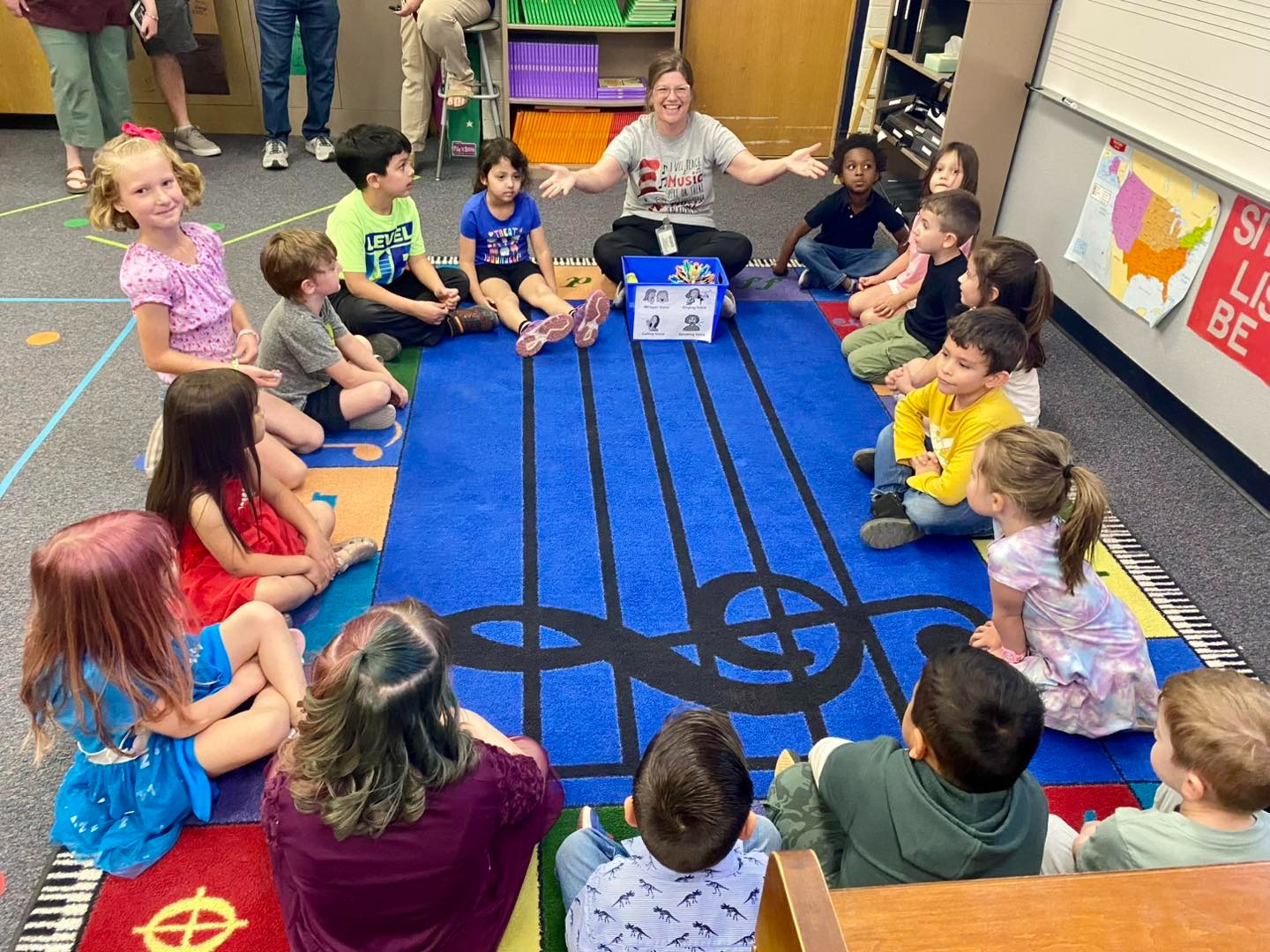 Students sitting in music class