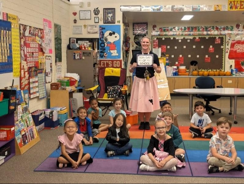 Kinder class on the 50th day of school