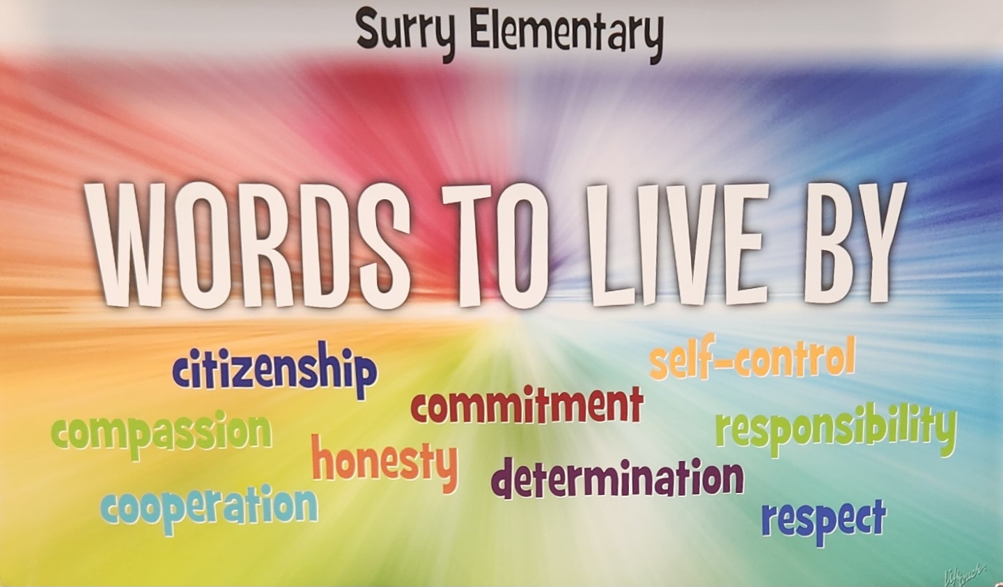Surry Elementary School words to live by banner