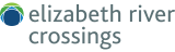 Logo featuring "elizabeth river crossings" with a blue and green circle in the upper left corner on a black background.