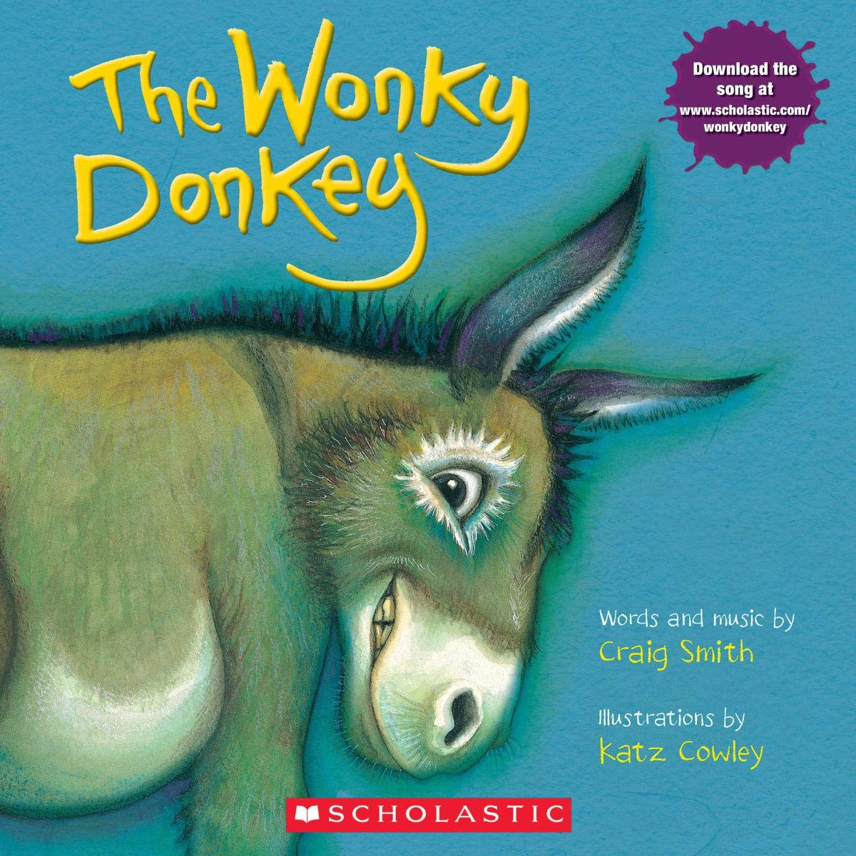 An illustration of "The Wonky Donkey" by Jonathan McCullough, featuring a whimsical donkey with a playful expression.
