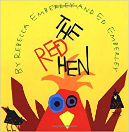 A book cover featuring "The Red Hen" by Rebecca Emma Gilbert and Edward Emerson, showcasing vibrant illustrations and engaging design.