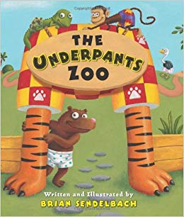 A whimsical illustration of various animals wearing colorful underpants, showcasing creativity and humor in Brian Fadlach's work.