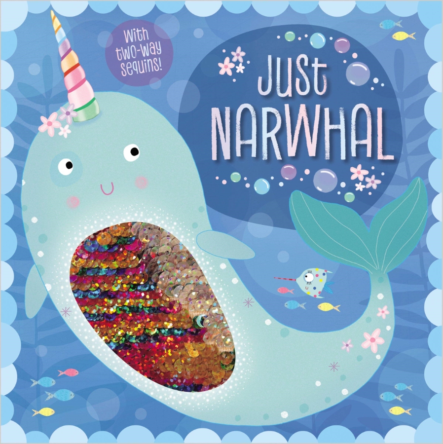 A glittery narwhal shimmering with sparkles, showcasing its unique tusk and vibrant colors in a whimsical underwater scene.