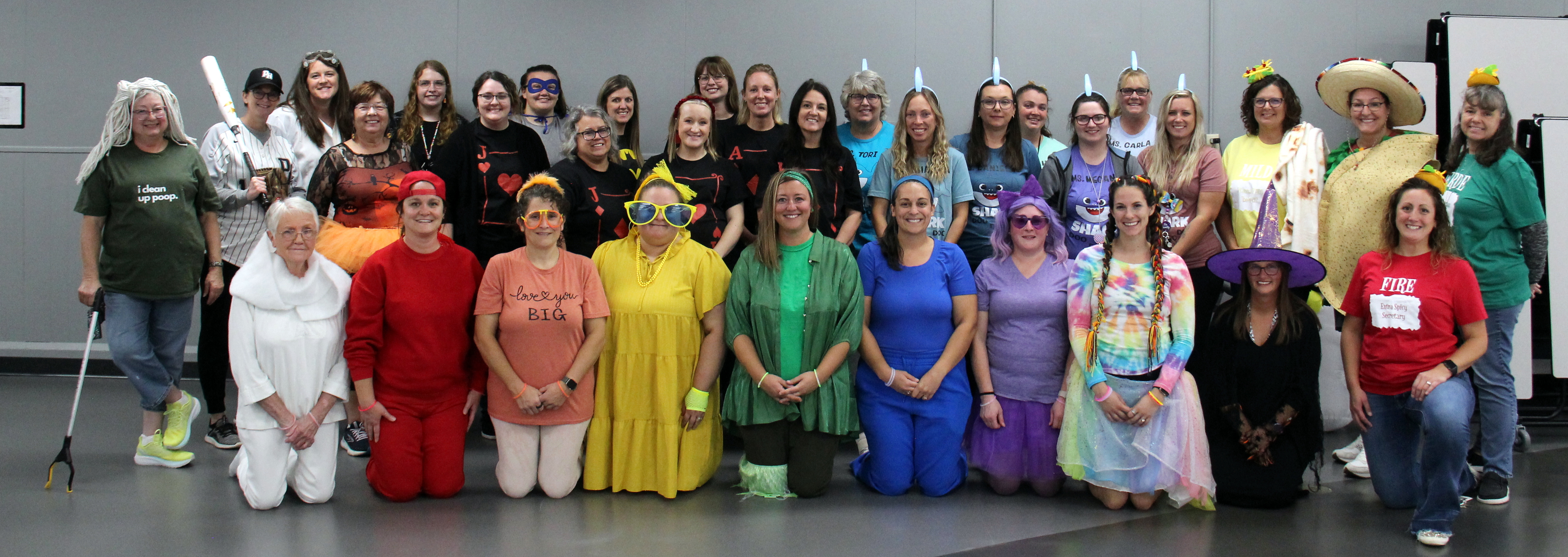 rows of staff members