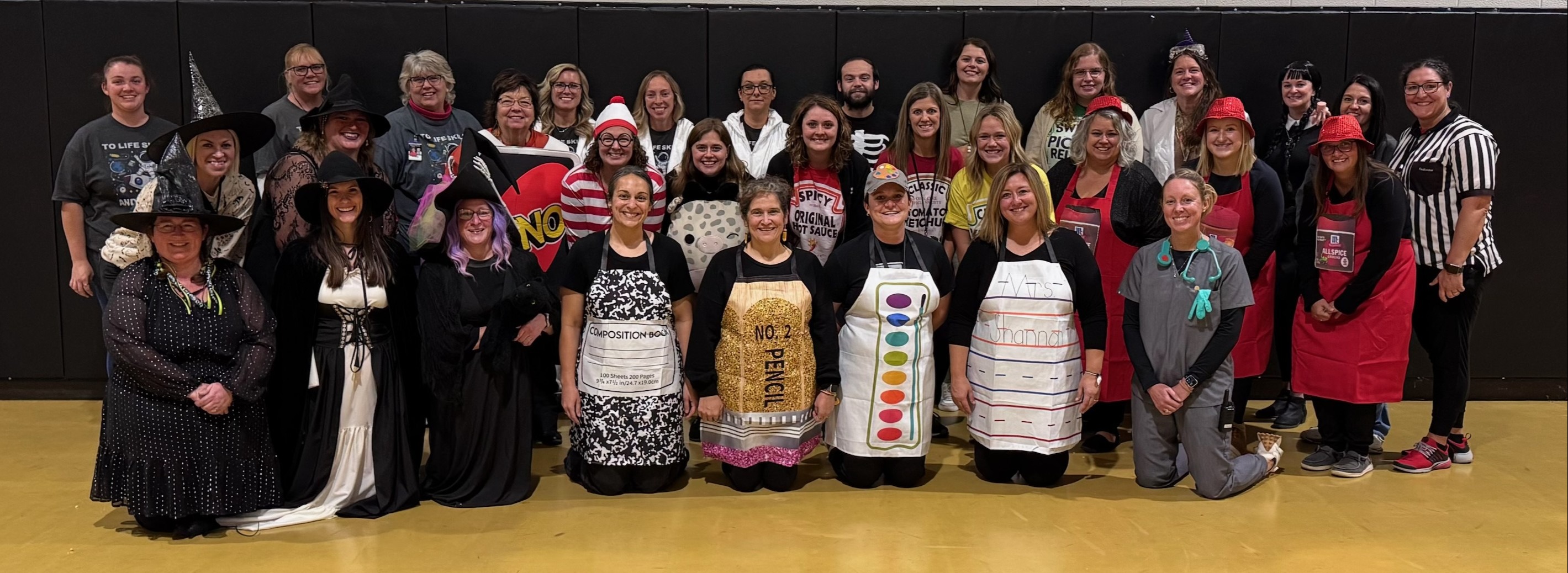 rows of staff members