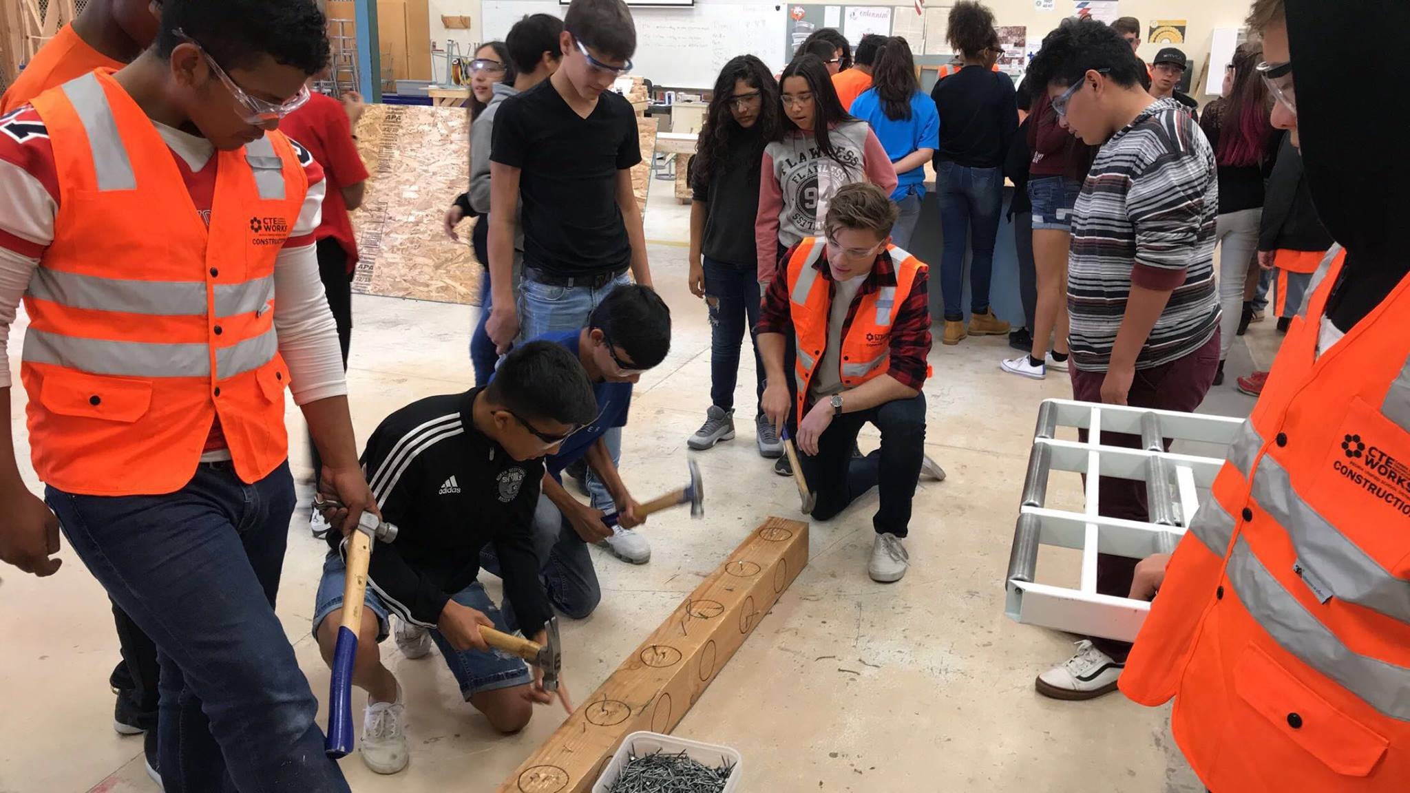 TLC students checking out a woodworking class at Centennial during MyLife Day